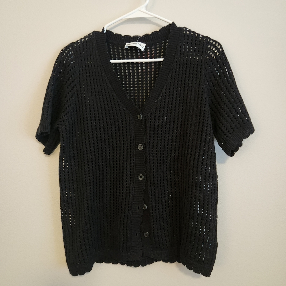 Princess Polly Black Open-Knit Top
